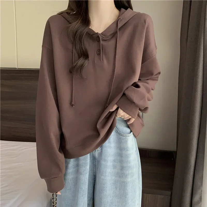 

Женская бархатная толстовка с капюшоном, осень-зима, корейский стиль, свободный универсальный утепленный топ, однотонная универсальная повседневная куртка