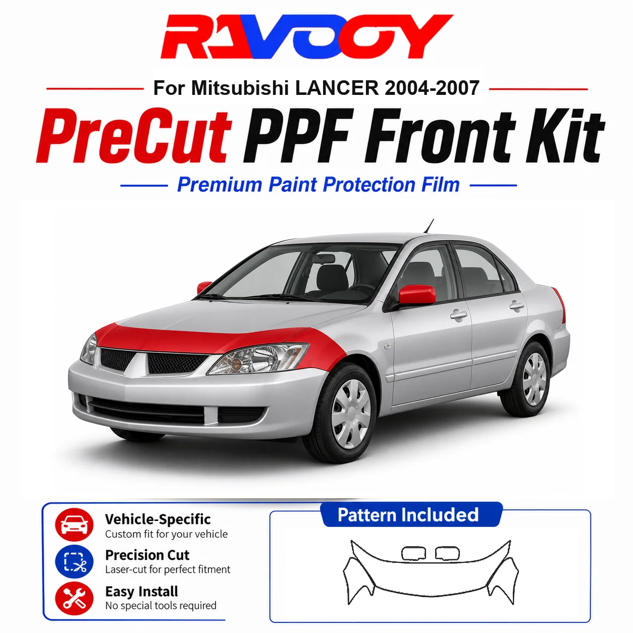 

8.5mil TPU Precut PPF Kit For Mitsubishi LANCER 2004-2007 - Hood, Fenders & Mirror Set - Self-Healing Clear Bra Film