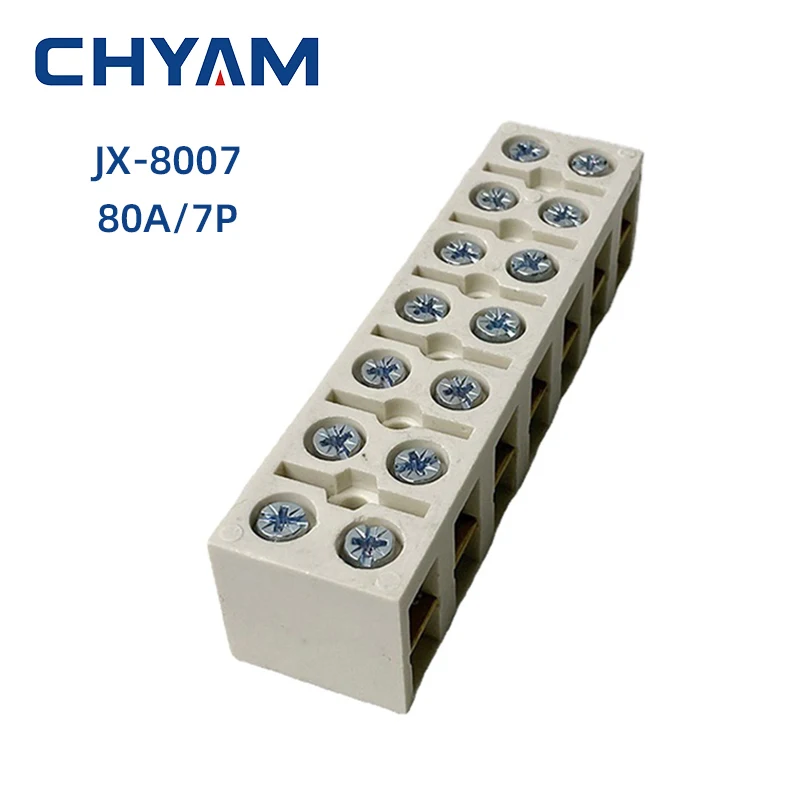 80A/7P Terminal Blocks Screw Fixed Type Base Connection Terminals Connector Plate JX-8007