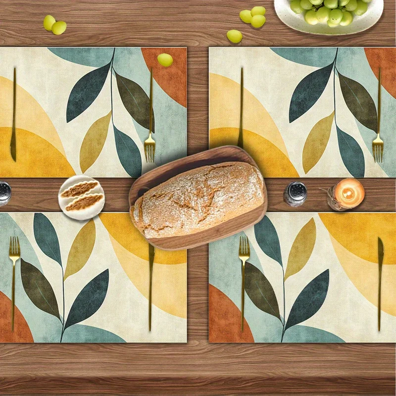 VIKAMA 4-Piece Geometric Floral Art Placemats Nordic-Style Table Mats Home Café Decor Instagram-Worthy Home Accents - view 3