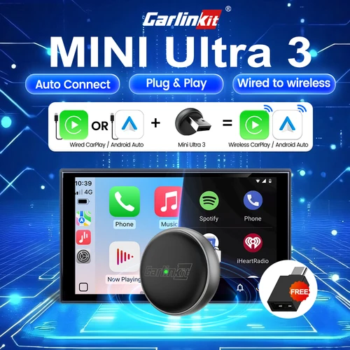 Carlinkit 2 en 1 adaptador Carplay inalámbrico convertir con cable a Carplay inalámbrico Control inalámbrico Plug & Play Carplay con USBA TypeC