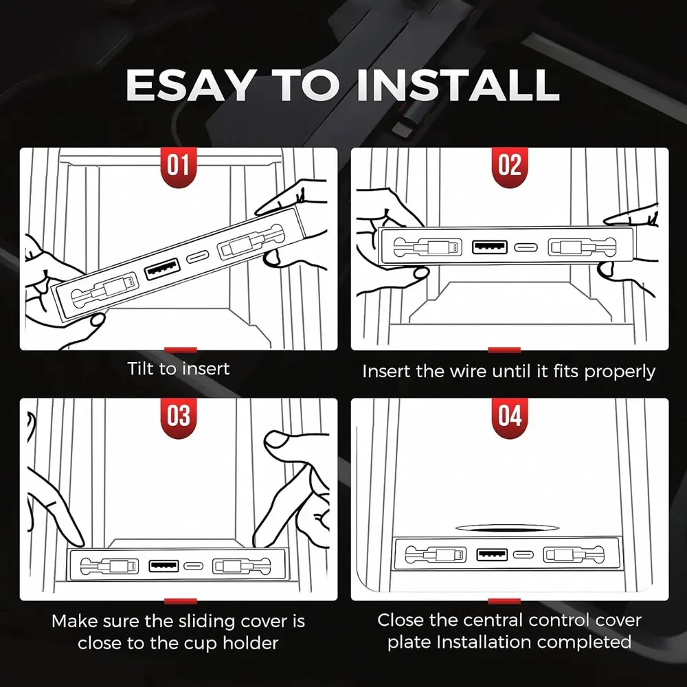 ل تسلا نموذج Y Juniper 2025 قابل للسحب وحدة التحكم المركزية USB Hub نموذج 3 هايلاند شاحن الهاتف محطة إرساء شحن سريع #6