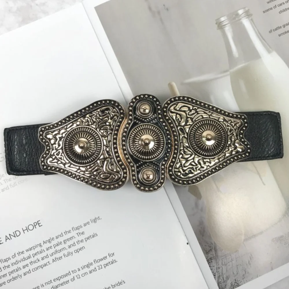 

Ethnic Style Elastic Wide Belt Vintage Chic Waist Band Trendy Casual Ladies Dress Cummerbands Skirt Dress Coat Decor Accessories