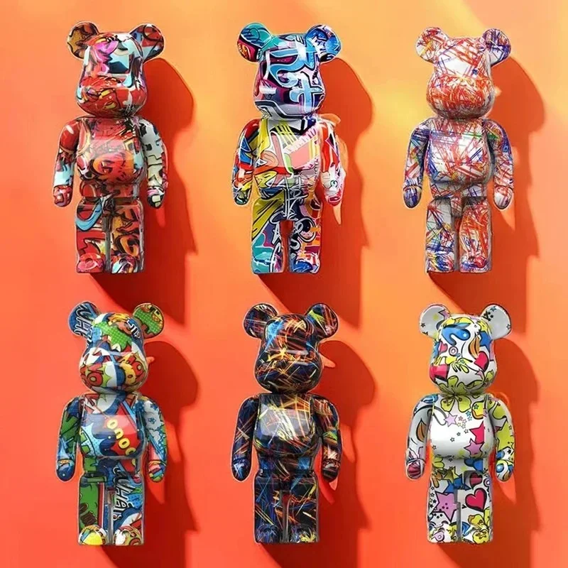 2024 New Graffiti Bear 27cm Figurine Home Decoration Animal Statue Storage Money Jar Modern Room Sculpture Table Decor