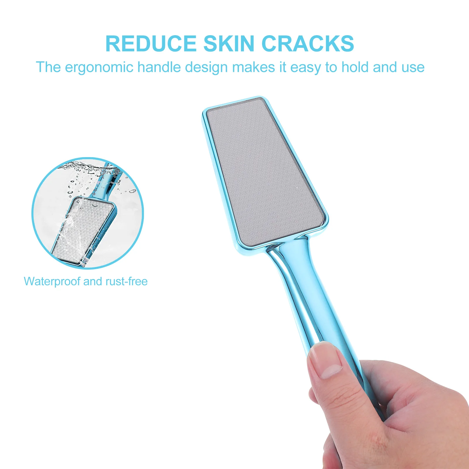 

1pc Double Sided Foot File Callus Remover Dead Skin Scrubber Pedicure Tool Hard Skin Exfoliator Smooth Handle Sky-Blue