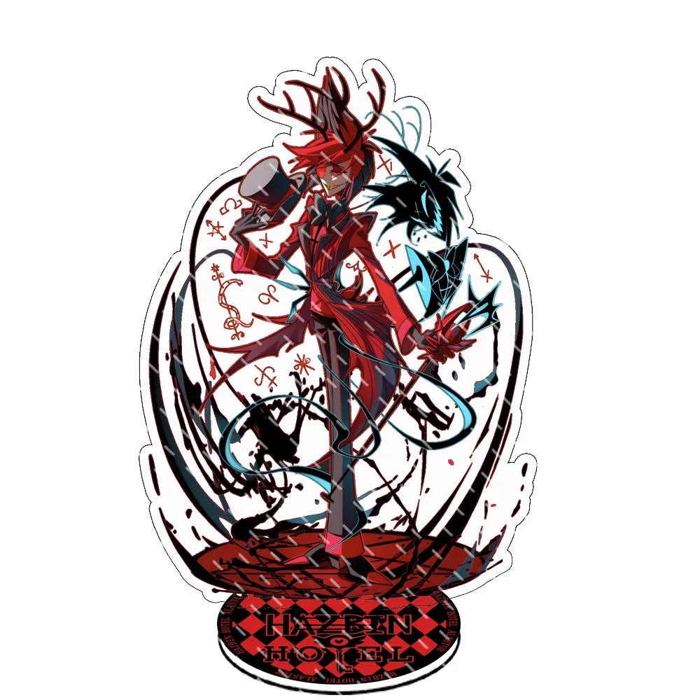 Hazbin Anime Zubehör Alastor Figur Acryl-Ständer Angle Dusk Stehende Platte Szene Alastor Sexy Junge Acryl-Ornamente Spielzeug