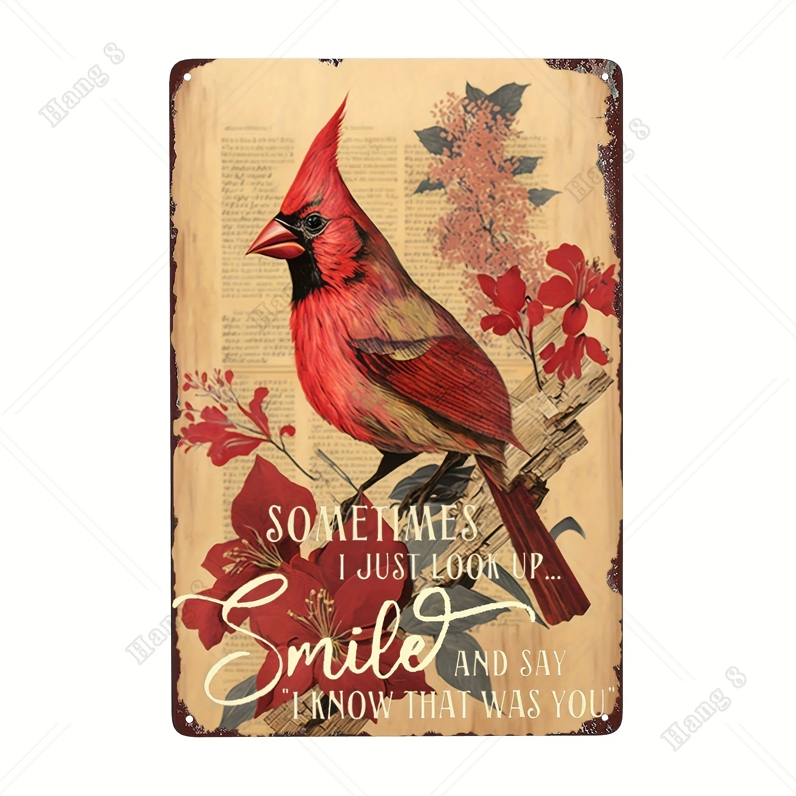 

Sometimes I Just Look Up and Smile and Say I Know That's You Retro Metal Tin Sign Retro Cafe Bird Flower and Bird Decor 12x8in