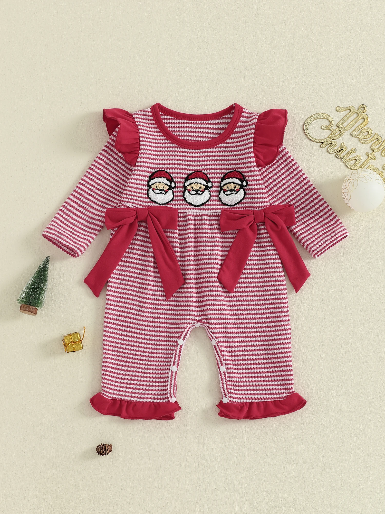 

Зимний комбинезон с капюшоном для маленьких мальчиков и медвежьими ушками, полосатый комбинезон с длинными рукавами, детский зимний комбинезон на Рождество