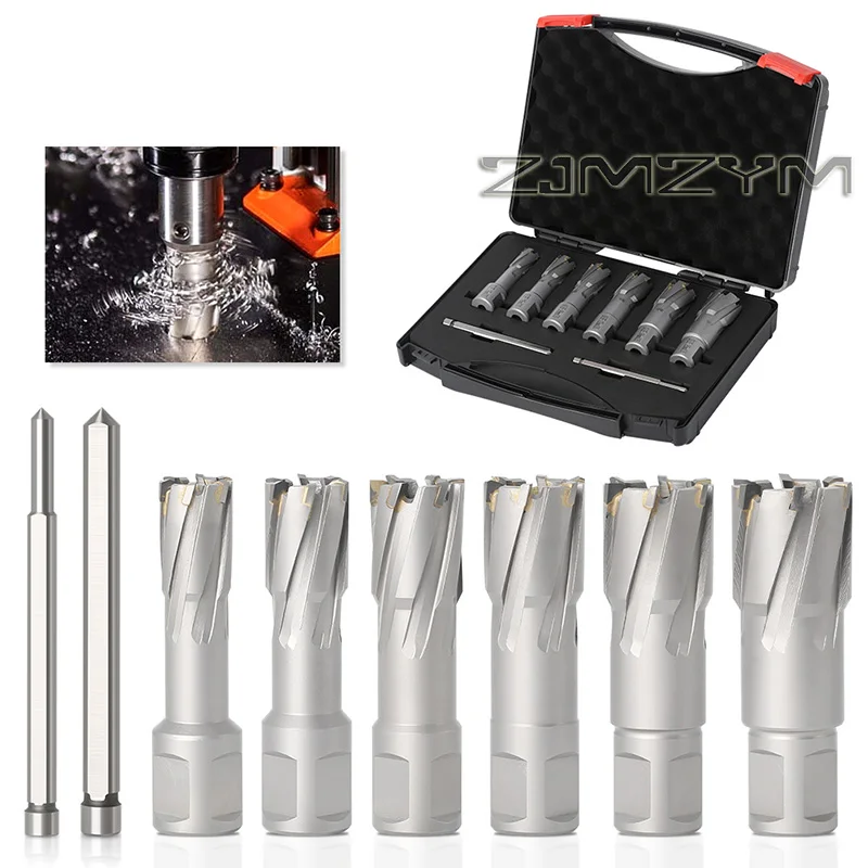 

Magnetic Hole Saw Set 6Pcs 16/18/20/22/24/24/26mm Annular Cutter Drill Bits for Iron Steel Carbide Hollow Core Drill Bits