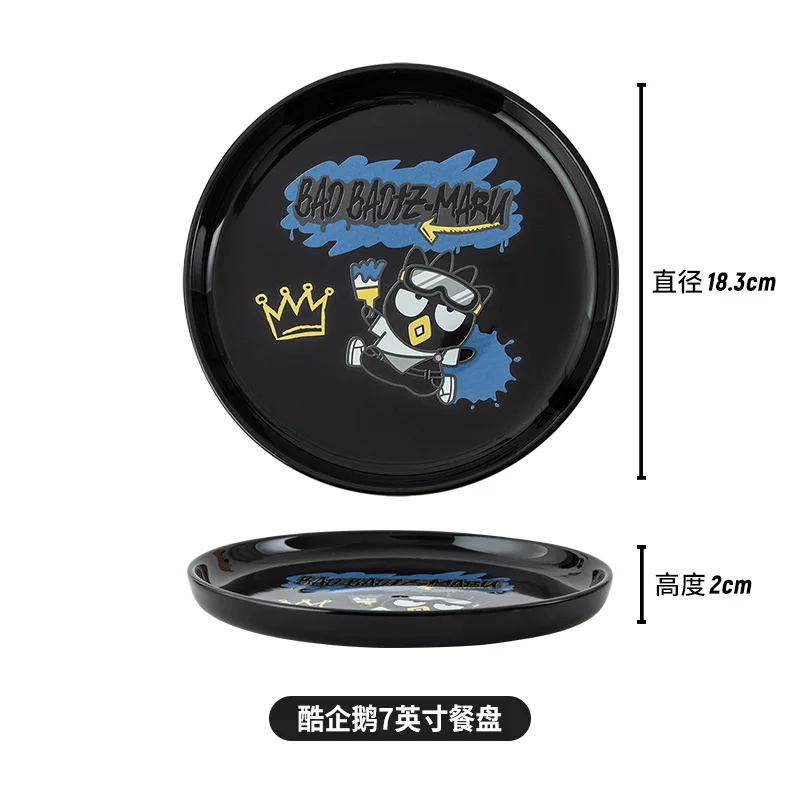 Kawaii Sanrio Anime Hobby Badbadtz-Maru Series Cartoon Ceramic Tableware Spoon Breakfast Bowl Steak Plate