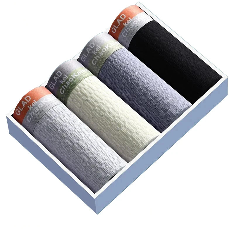 

4Pcs/Lot Men's Underwear Solid Color Cotton Men's Boxer shorts Breathable U Convex Underpants Large Size Comfortable Briefs