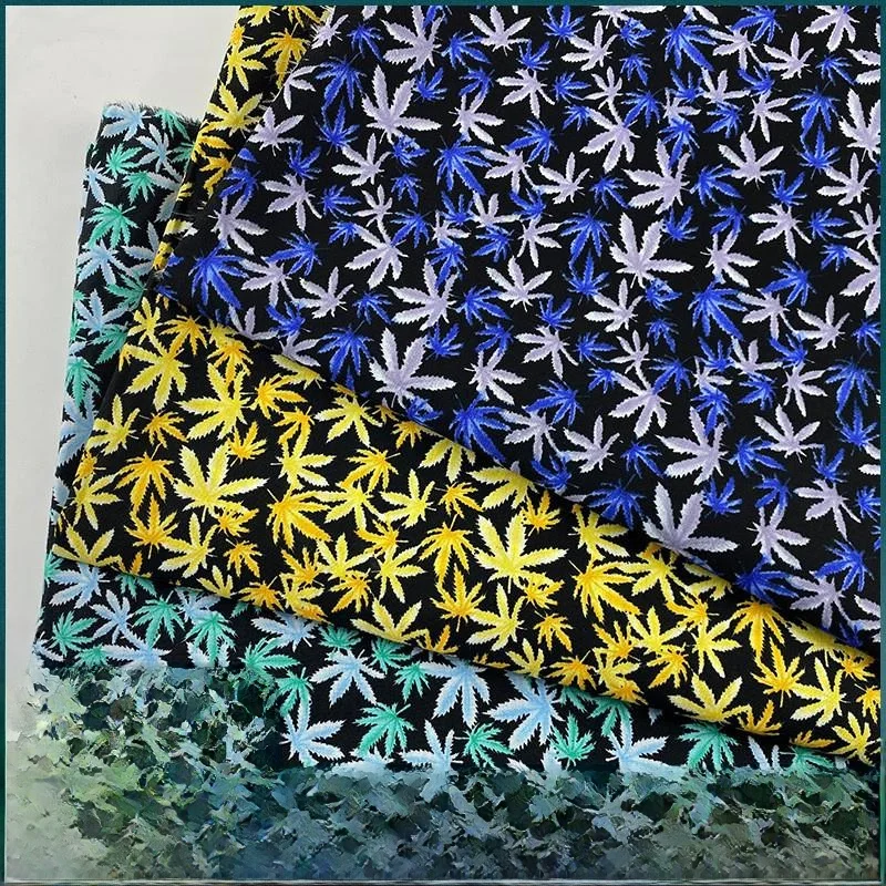 

Чистый хлопковый принтованный материал 40s для мужских рубашек, фустиан с мелким узором в виде кленовых листьев, для домашнего использования, подушечек из поролона, поделок своими руками