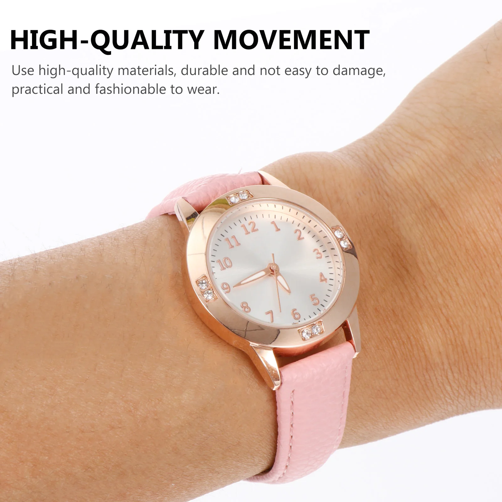 

Diamond Studded Watch Pink Student Watches Waterproof Adjustable Size Fashionable Wristwatch Gift Women Simple Watch Idea