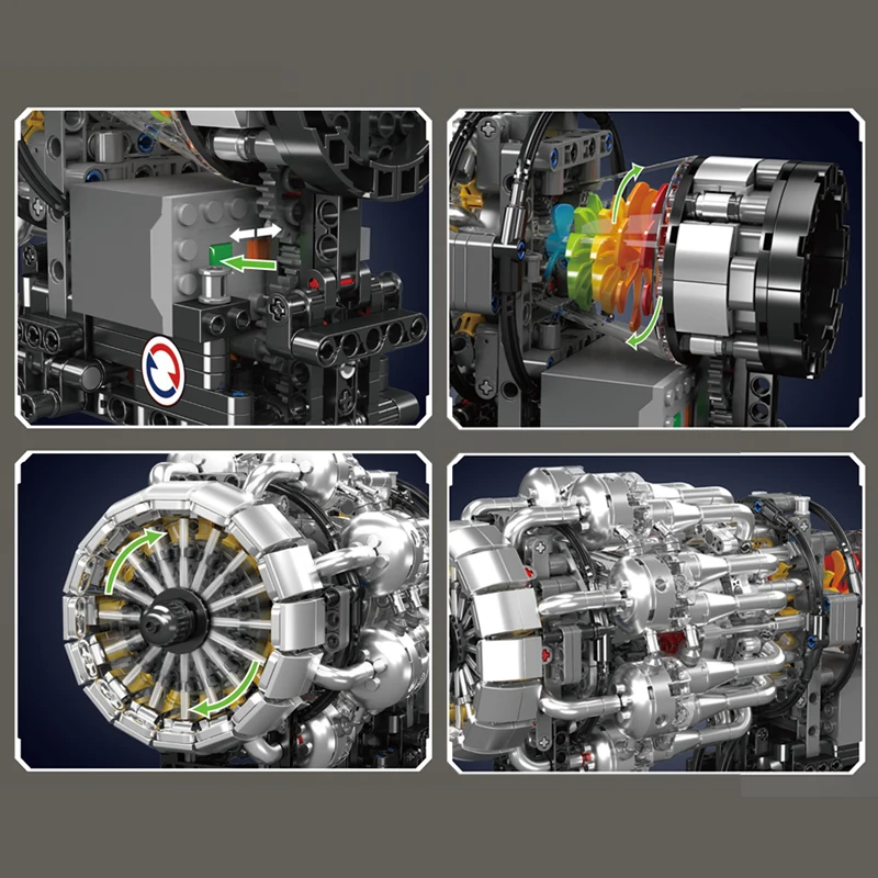 Molde rei 10216 brinquedos de motor de carro técnico o motor turbojet motorizado bloco de construção conjunto de motor crianças presente natal