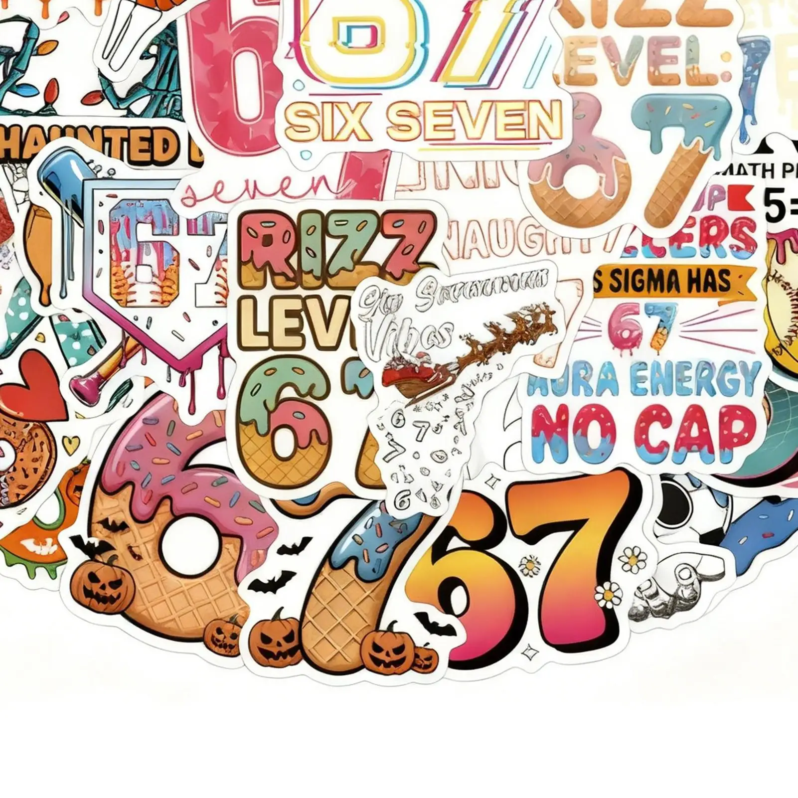 かわいい小さなステッカー ラップトップデカール パーティーギフト 67枚 ミームステッカー ギター、携帯電話、スクラップブック、スケートボード、荷物、日記、ジャーナリング用