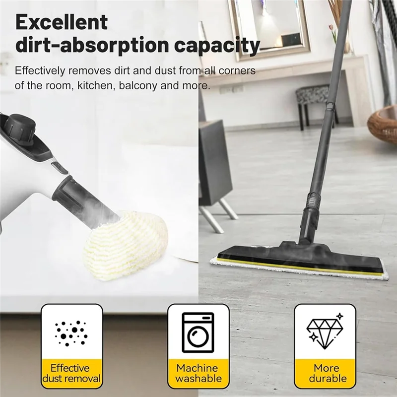 Accesorios profesionales para limpiador a vapor, cepillos redondos, cepillos articulados, escobilla para ventanas, paño de microfibra para Karcher SC1 SC2 SC3