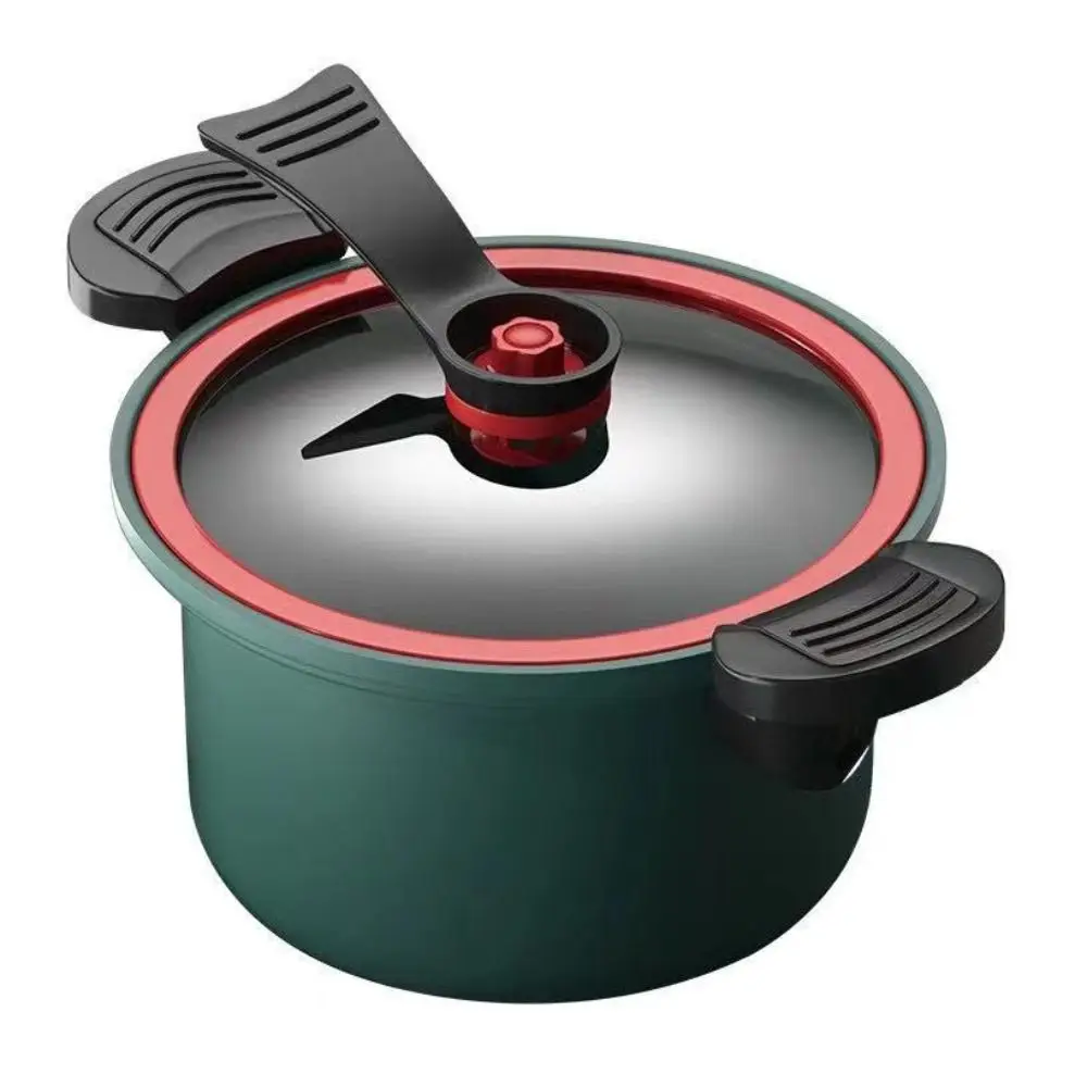 3.5L Pressure Cooker Non Stick, Cool Touch Handles Flat Bottom, Stew Pot Red Green