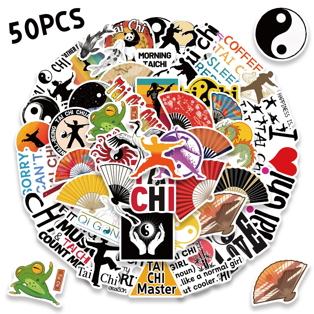 

50 шт., креативные наклейки с граффити в стиле тай-чи, наклейки для ноутбука, скрапбукинга, багажа, гитары, наклейки для любителей китайского кунг-фу