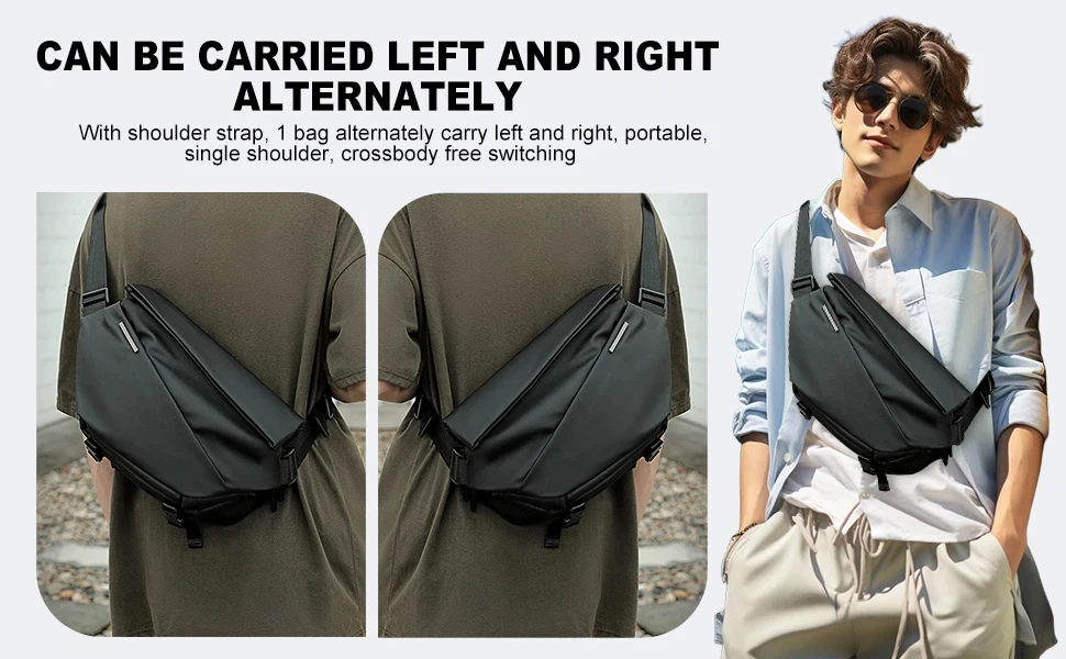 Herren Umhängetasche Wasserdichte Motorrad-Brusttasche Modische Lässige Crossbody-Schultertasche für Reisen Arbeit Telefon Zubehör Aufbewahrung – Detail 1