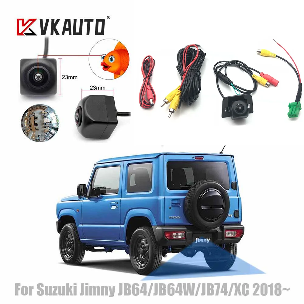 

VkAUTO камера заднего вида рыбий глаз для Suzuki Jimny JB64/JB64W/JB74/GLX 2018 ~ 2023 HD реверсивная резервная парковочная камера с кабелем адаптера