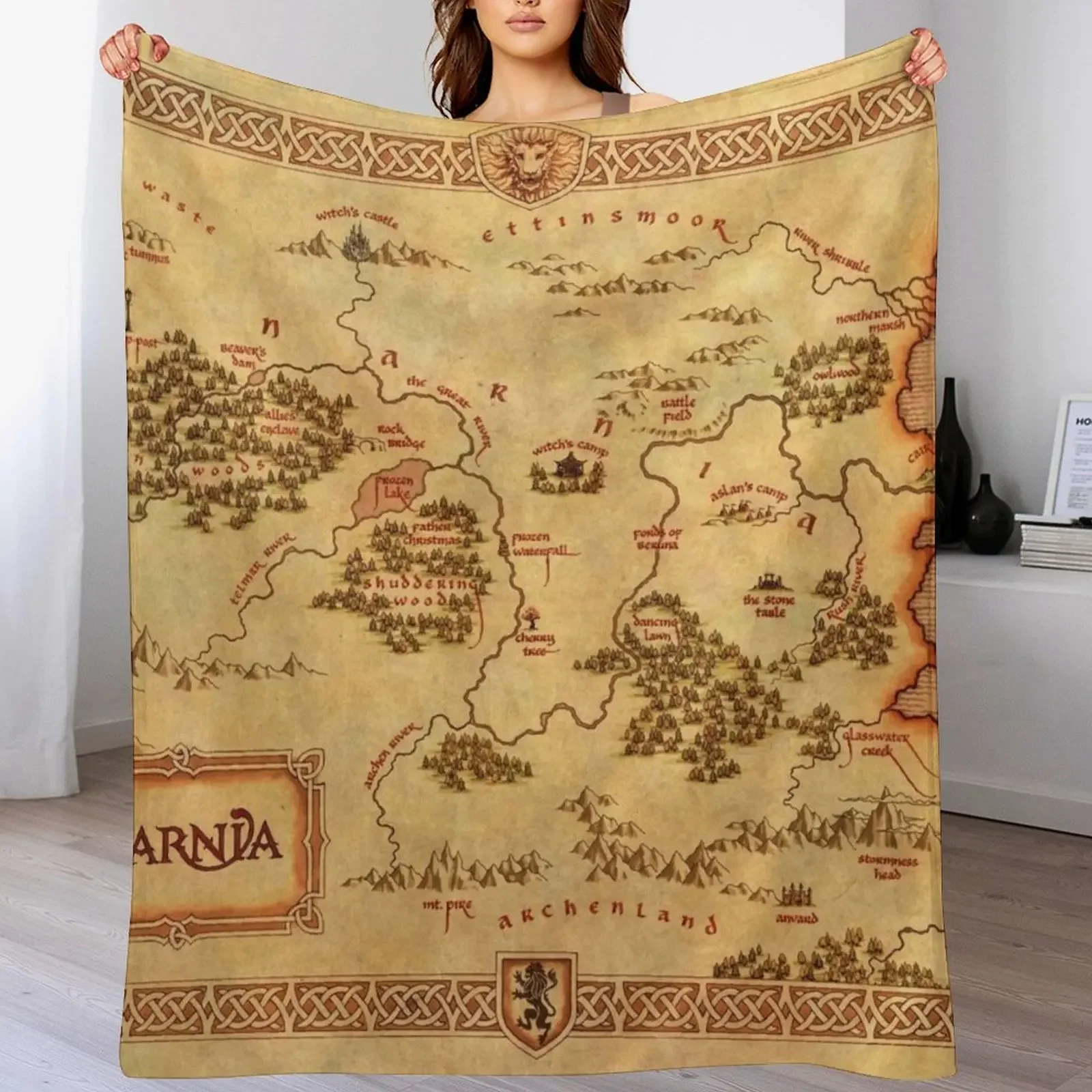 

Chronicles Of Narnia Map Throw Blanket Cozy Light Blanket for Travel Camping Picnic
