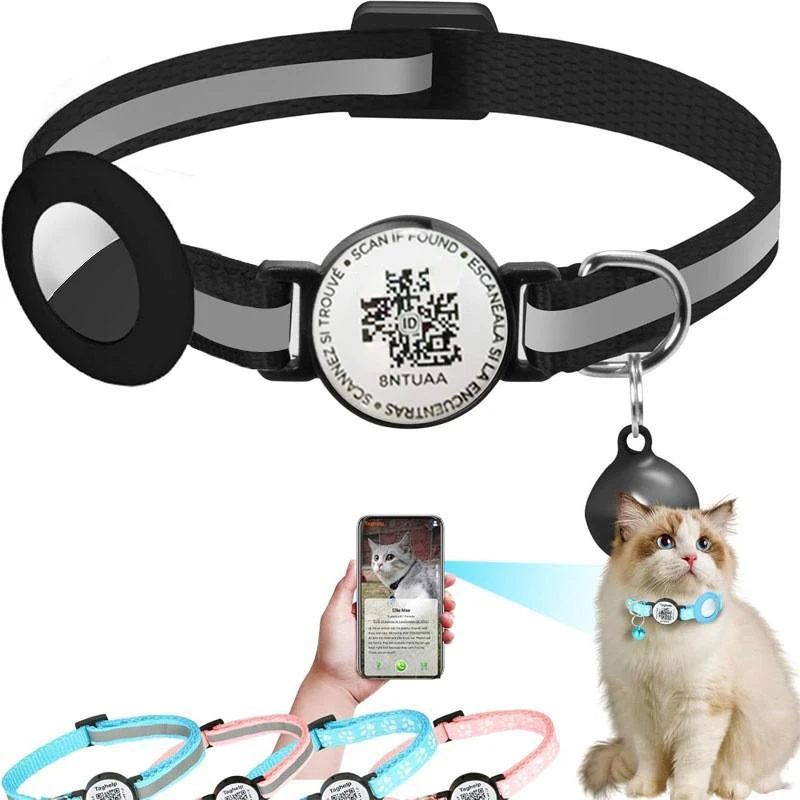 Collar de identidad para mascotas, Collar con código QR, posicionamiento, seguimiento antipérdida, Collar para perros y gatos con cubierta protectora Airtag, suministros para mascotas
