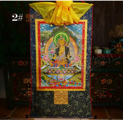 Tibetan Buddhist Buddha Silk Gild Thangka Thanka Ksitigarbha Dizang Pusa 35CM