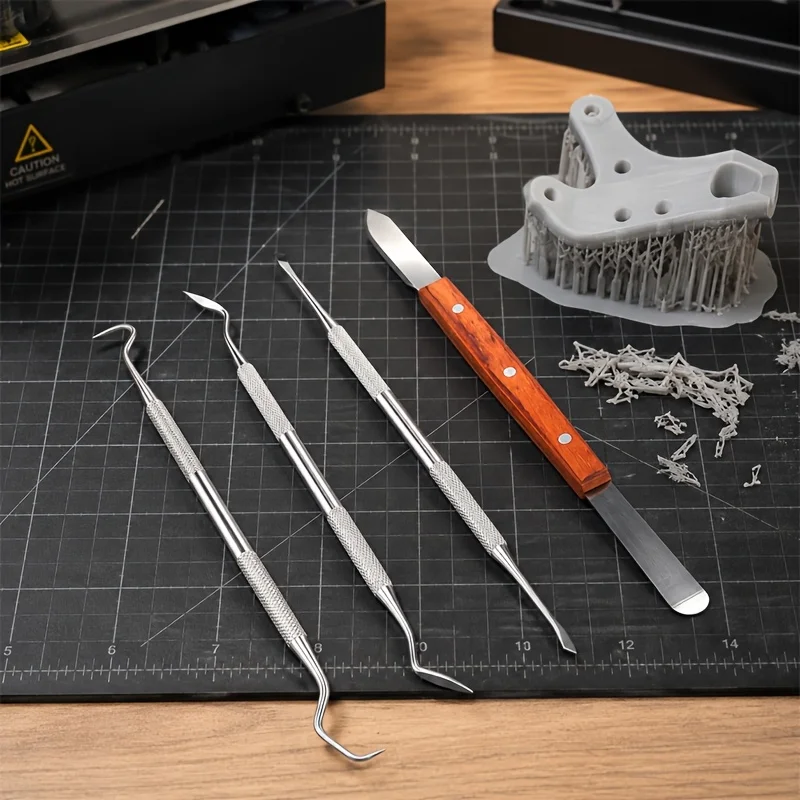4Pcs 3D Printer Post Processing Tool Kit, Stainless Steel Scraper and Pick Set for Resin Support Removal, Cleaning and Finishing