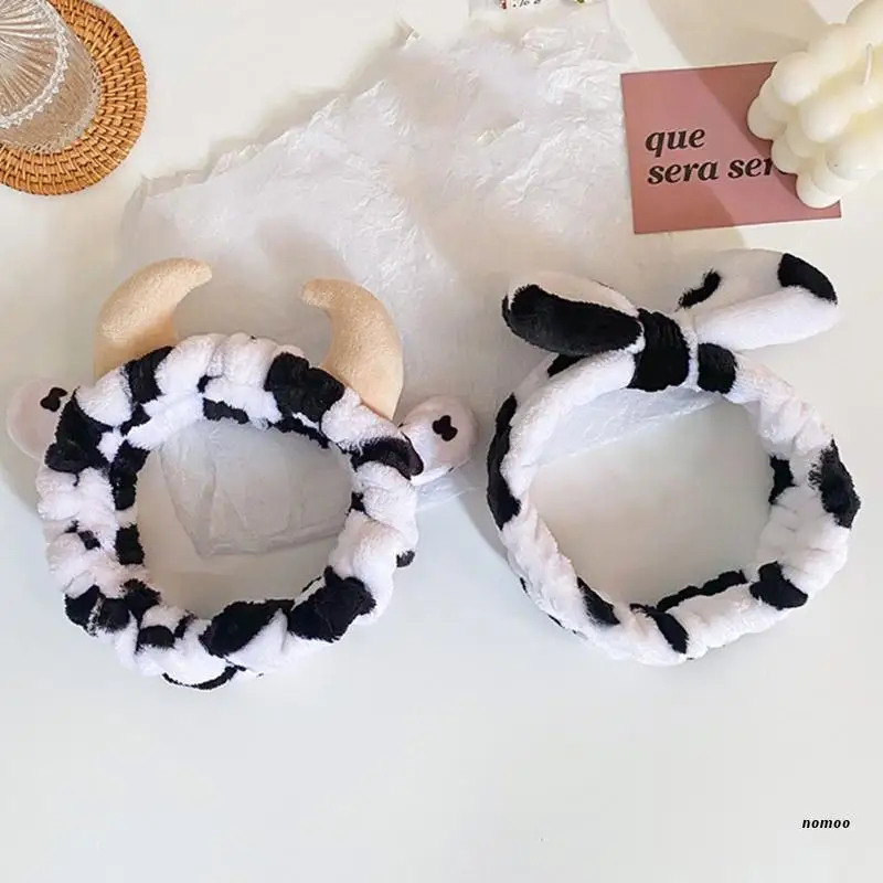 Soft Headband Spotted Pattern Hairband Elastic Cute Cow Horn Hair Band for Girl