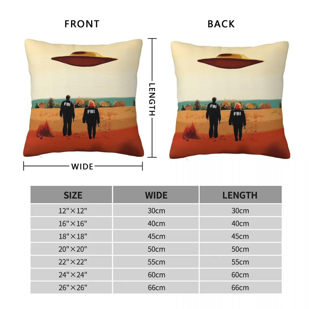 The X Files I Want To Believe FBI Square Pillowcase Polyester Linen Velvet Zip Decorative Throw Pillow Case Room Cushion Cover