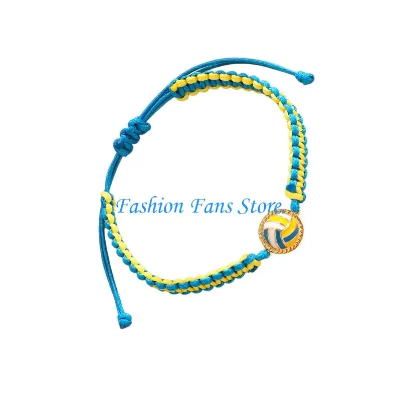 Alloy Cord Woven Bracelet Charm Designed For Soccer Volleyball Supporters