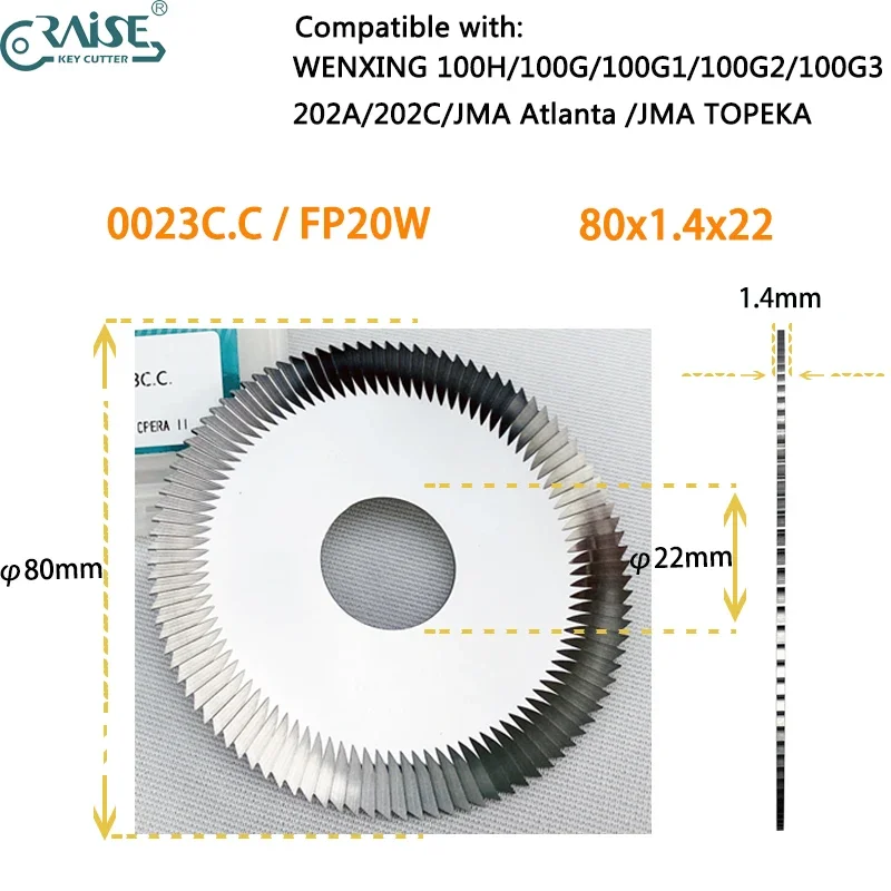 

Key Cutter 0023 FP20 80x1.4x22 Compatible with Wenxing 100H 100G JMA Atlanta TOPEKA Locksmith Tools