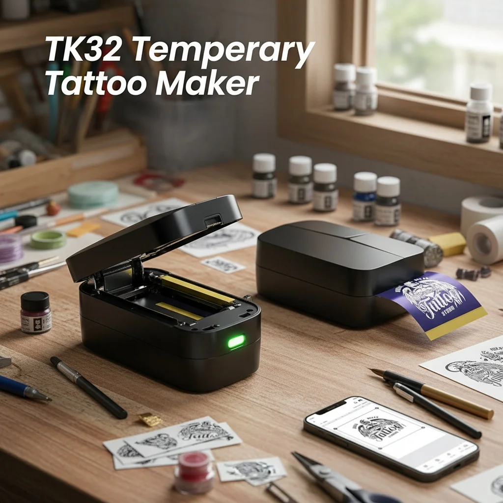 Complete Phomemo TK32 Label Maker Set with 8 Printer Markers 50 Papers Quick DIY Custom Stickers Funny Creative Activity