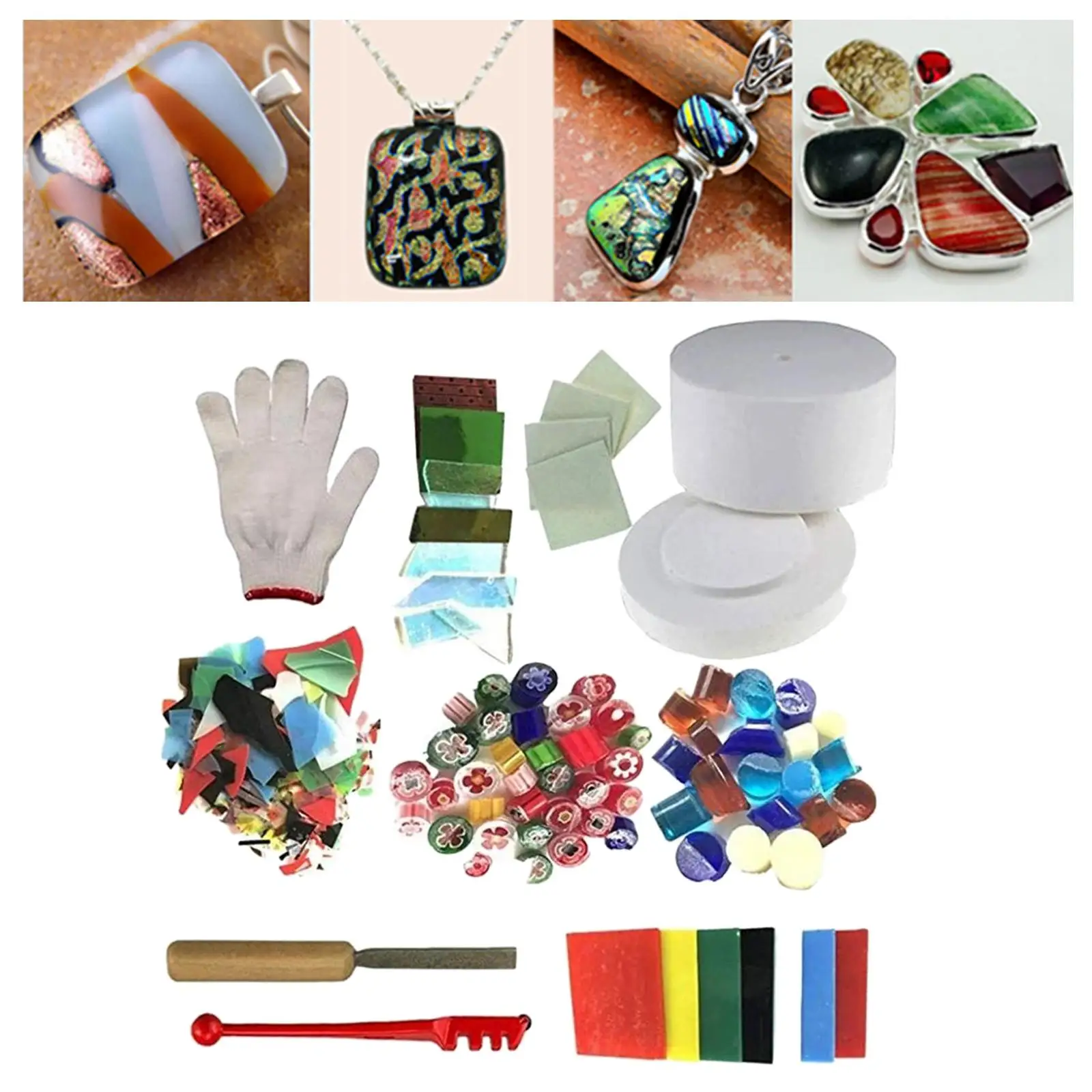 Pack of 10pcs Small Stained Glass Fusing Supplies Professional Microwave Kiln Kit Tool with Assorted Fusing Glass Tools Set