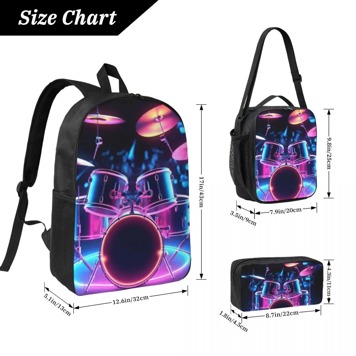 Shelf Drum Electronic Drum Backpack Boys Girls BookBag School Bag Laptop Shoulder Bags 3ps Insulated Lunch Bag Pencil Case