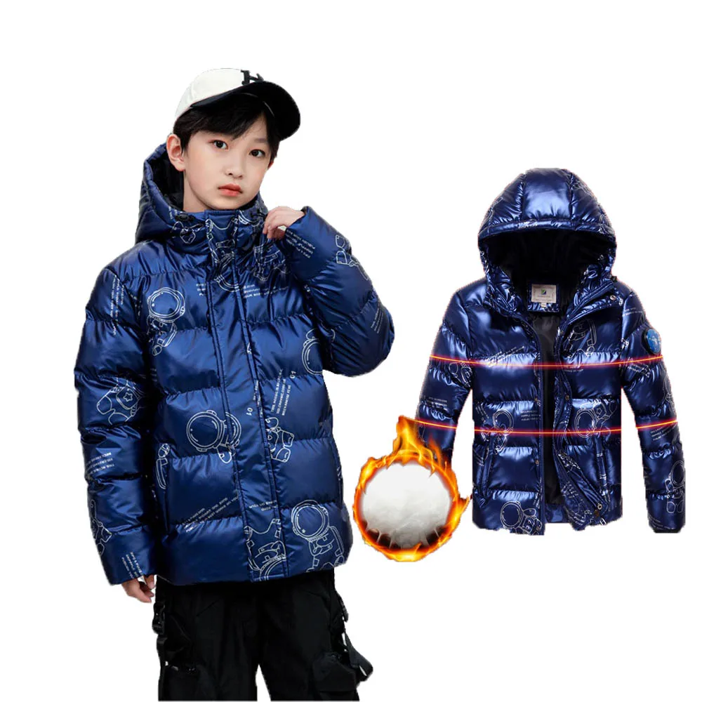 

School Kids Winter Thick Warm Cotton Padded Outwear Boys Girls Outdoor Windproof Waterproof Cotton Content Coat Children GARMENT