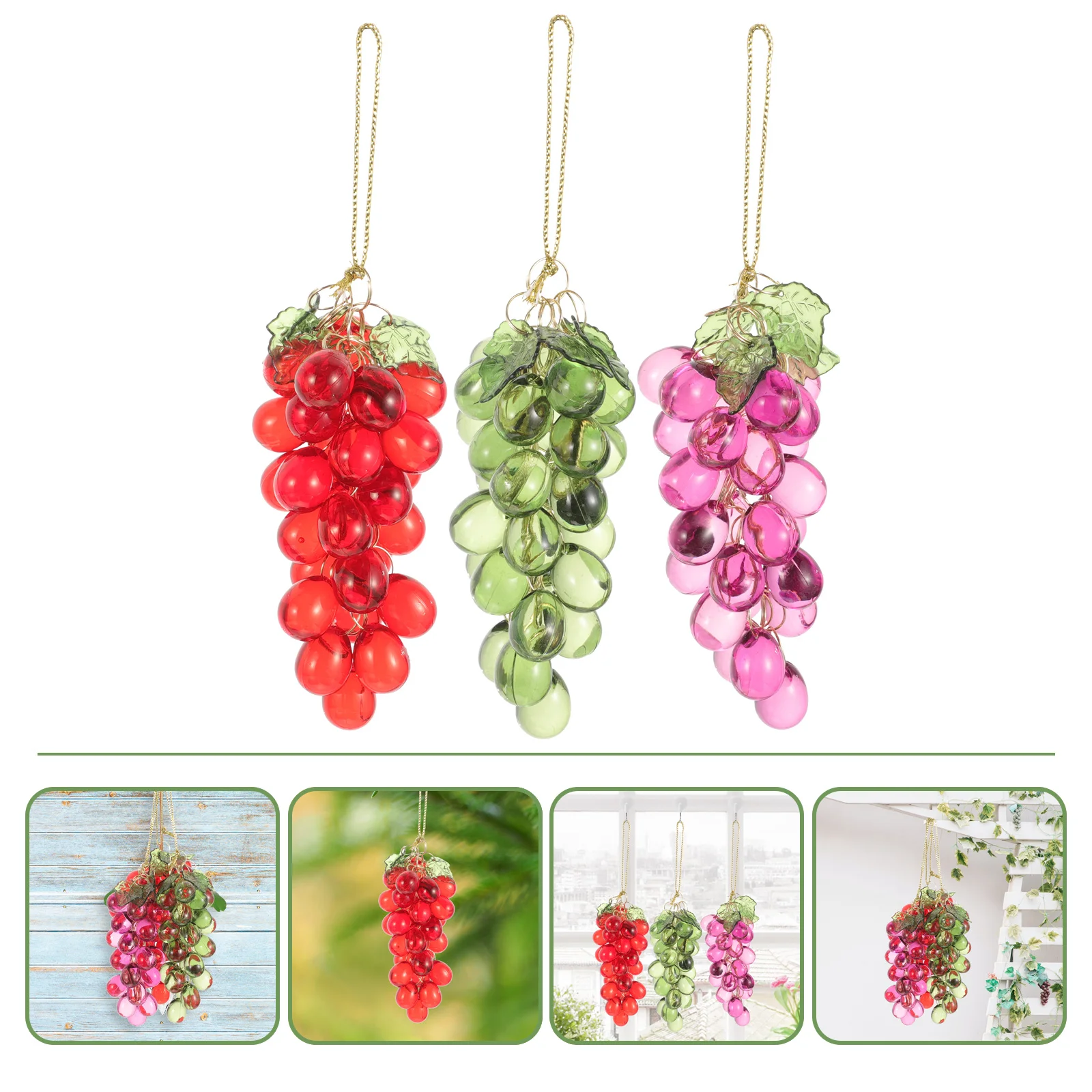

3 Pcs Hanging Fruit Decorations Decorative Ornaments Artificial Grapes for Desktop Display
