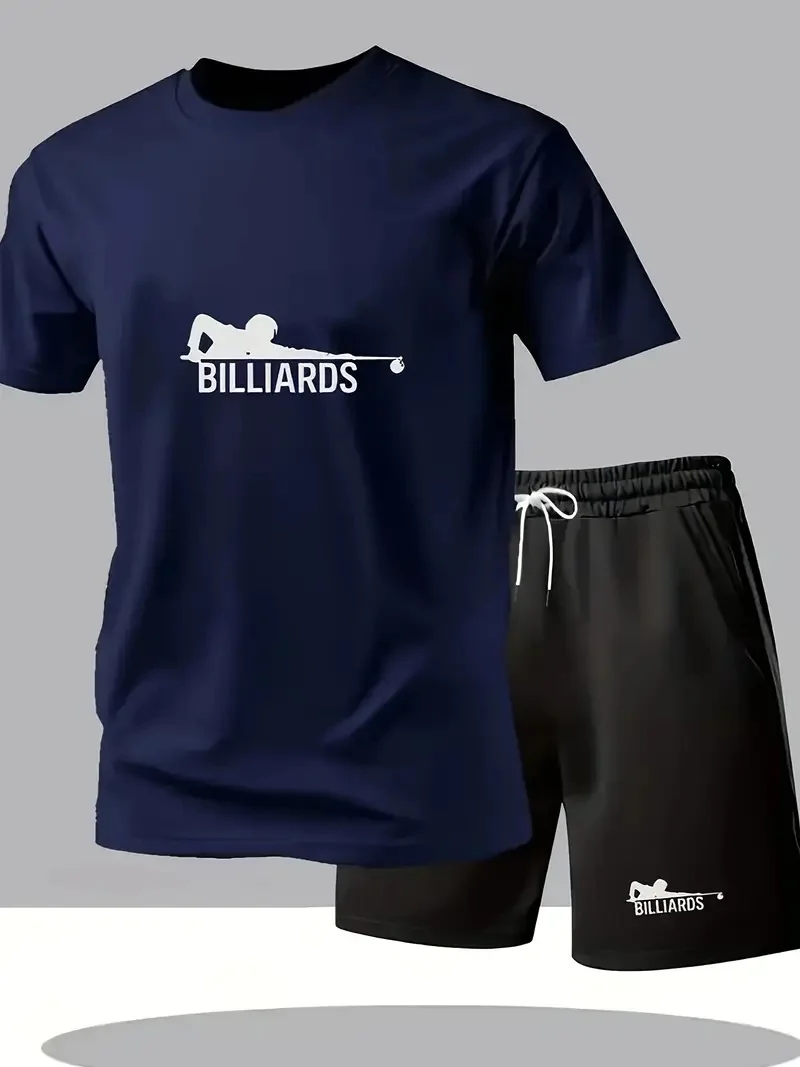 

2-piece Men's Short Sleeved Shorts Set, Made of Suitable for Fitness, Running, and Outdoor Leisure Activities