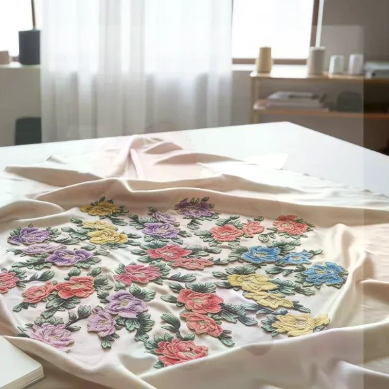 Cute Peony Embroidery Patch Lovely Floral Applique DIY Sewing Craft for Kids Clothing Backpack Hat Decoration Accessory