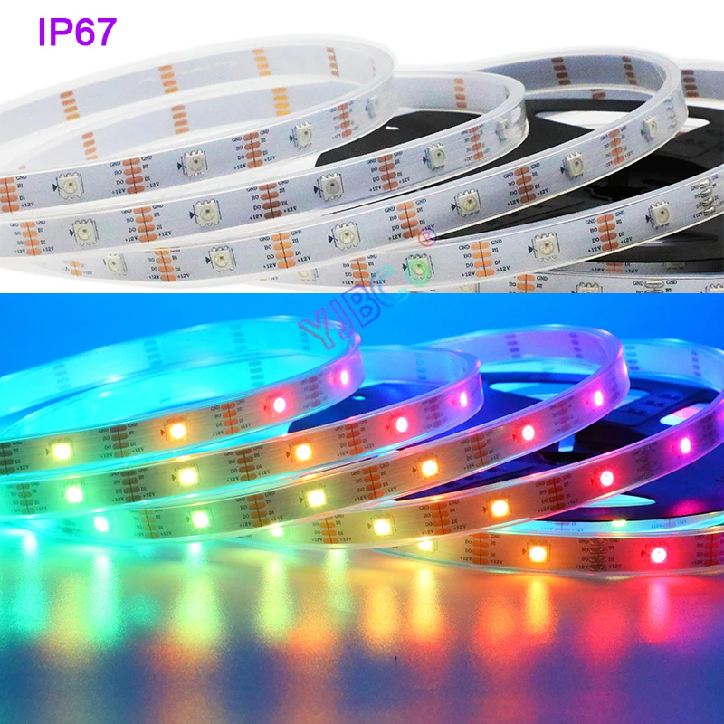 Luz de tira LED mágica, fita, WS2812B, 2812, WS2815, WS2812B, 2812, WS2815, WS2811, IC, 5050 endereçável, RGB, IP30, 65, 67, 30, 60, 74, 96, 144