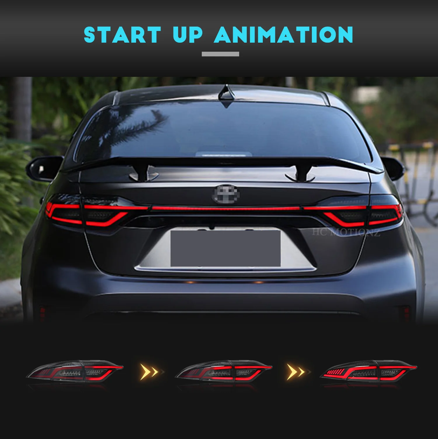 HCMOTIONZ Auto-Rückleuchten, Montage 2020 2021, Levin SE LE DRL, Animation, Voll-LED-Rückleuchten für Corolla US