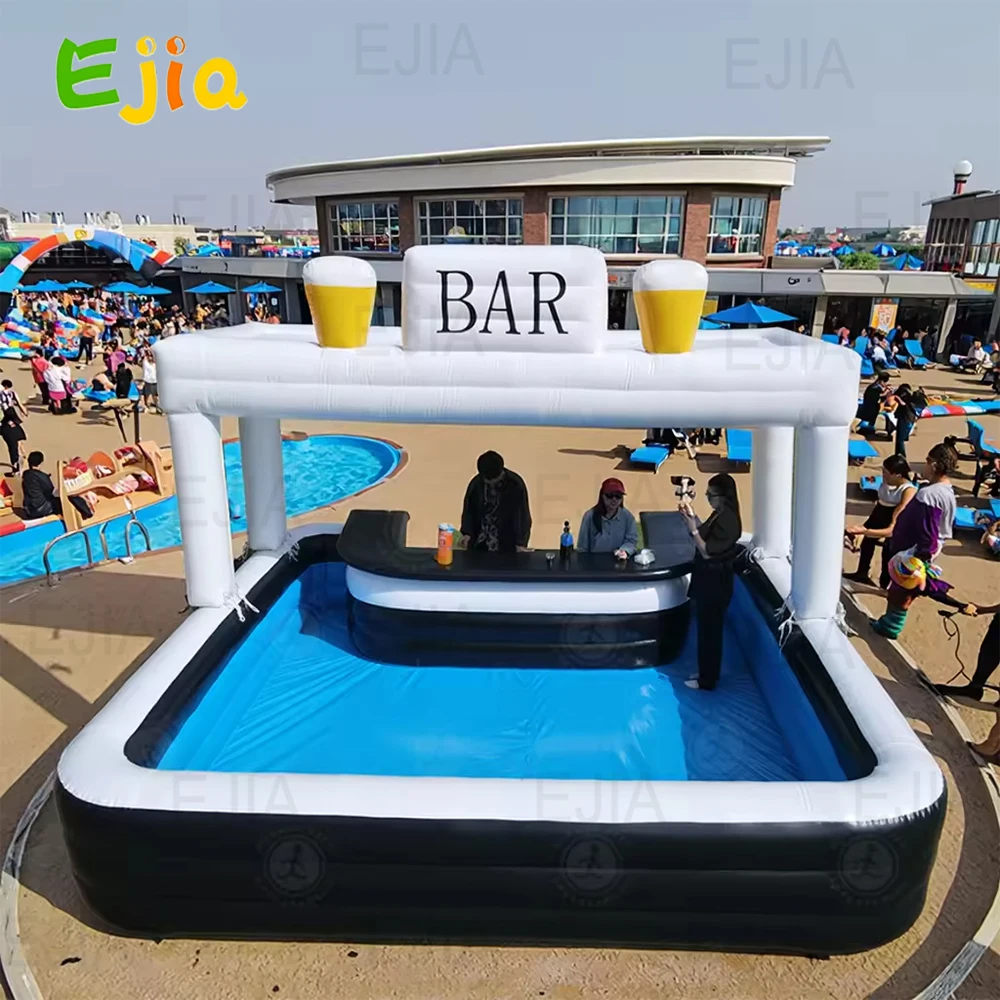 

Portable Inflatable Pool Bar Tent Commercial Outside Backyard Party Airblow Pub House Blow up Bar Pool For Adult Party Event