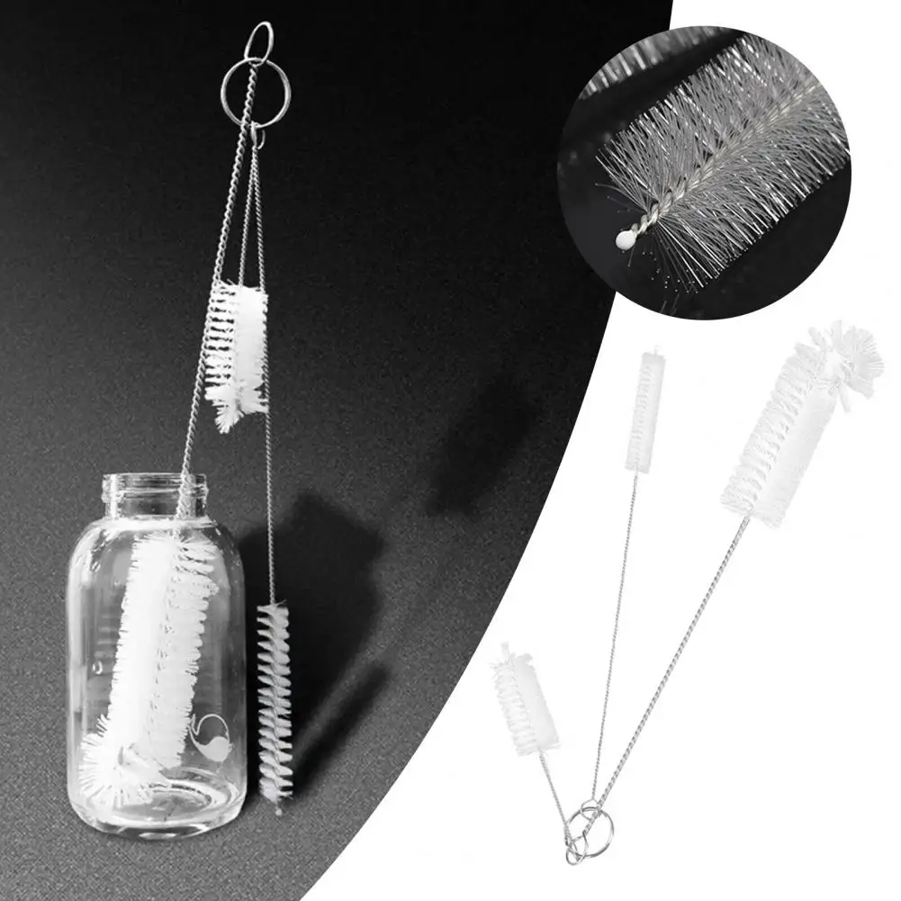 Cleaning Brush Extended Reach Deep Clean Tall Glasses Bottles Cleaning Scrubber Multiple Sizes Metal Stem Straws Cleaner