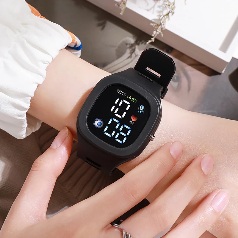 남녀공용 야외 스포츠 시계, 전자 시계, LED 디지털 시계, 실리콘 스트랩, 생활 방수 학생 손목 시계