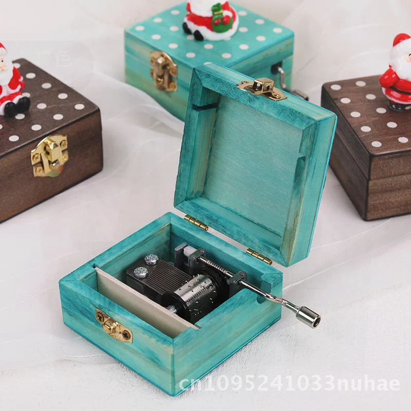 

Hand-Cranked Wooden Music Box Retro Cute Cartoon Design Children's Holiday Gift Cross-Border Christmas Present Modern Minimalist