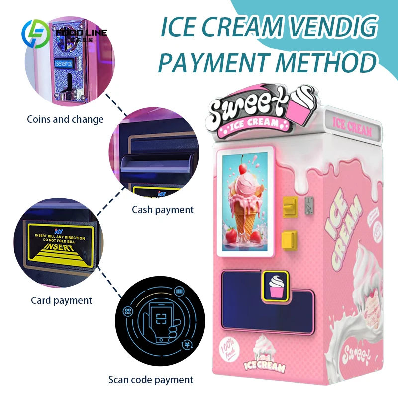 آلة بيع الآيس كريم الروبوتية آلة بيع الآيس كريم الزبادي آلة بيع الخدمة الناعمة للآيس كريم المجمد