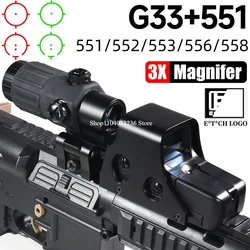 E*t*ch 558 553 G33 Red Dot Sight Holographic Flip 3X Magnifier Airsoft Optics Reflex Sights Scope Collimator Hunting Accessories