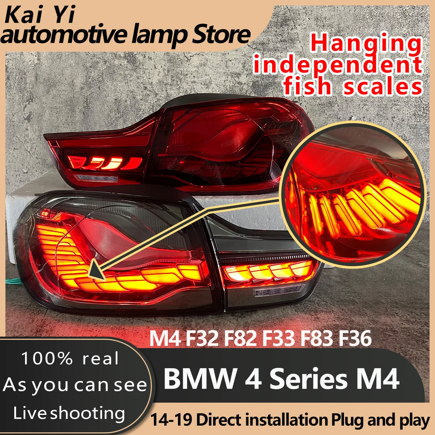 GTS OLED Style Full LED Dynamic Tail Lights With Sequential Turn Signal For 4 Series F32 F33 F36 F82 F83 M4 2014-2020