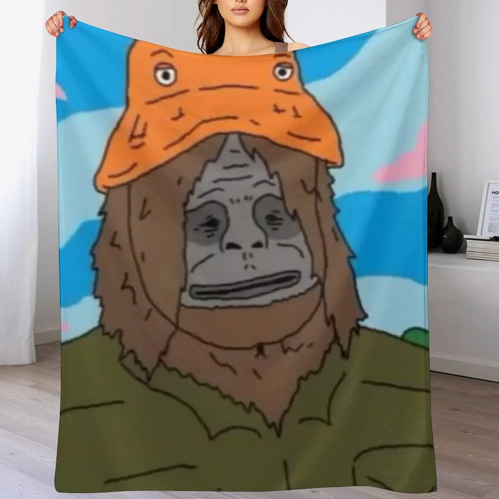 Sassy The Sasquatch Throw Blanket Flannels warm winter funny gift Decoratives Blankets