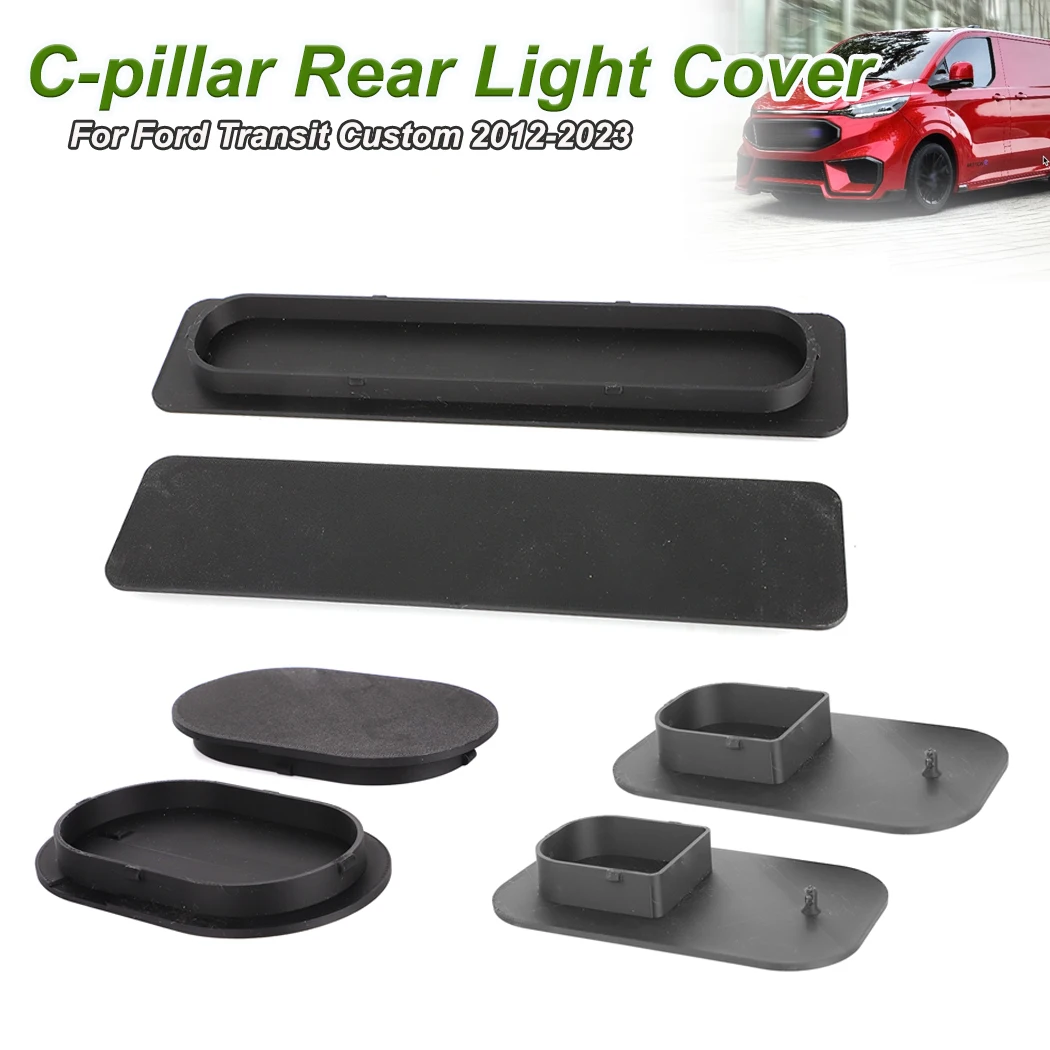 Black Van C Pillar Rear Light Access Covers Camper Conversion Replacement Kit Part For Ford Transit Custom 2012-2023